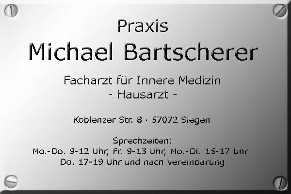 Klicken, um einzutreten! - Praxis Michael Bartscherer, Facharzt für Innere Medizin -Hausarzt-, Koblenzer Str. 8, 57072 Siegen. Sprechzeiten.